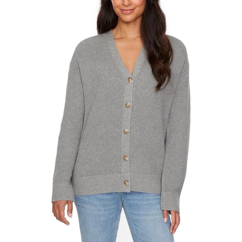 Hudson Los Angeles sweater cardigan gray knit button front relaxed fit - Picture 1 of 9